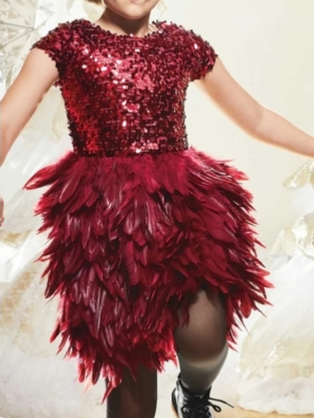 Chasing Fireflies Mini Sequin Feather Dress Size 8 (medium) Like New